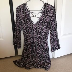 Strappy long sleeve dress